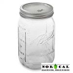 Ball, Kerr, or Mason 32 Ounce Wide Mouth canning jar with lid, band
