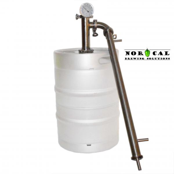 A white barrel with a pressure gauge