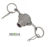 Half Inch Cam Lock - B Style Female to Half Inch NPT Male View 304 Stainless Steel