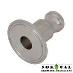 Cam Lock - Male x 1.5 Inch Tri Clover, Tri Clamp view. 304 Stainless Steel