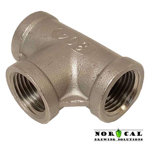 1/2" Tee 3 way Female Stainless Steel 304 Threaded Pipe Fitting  NPT 