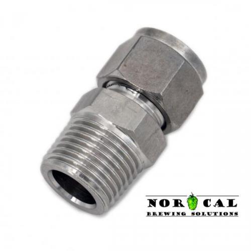 Compression Fitting - NPT Male 1/2 to 1/2 Tube Pass Through