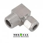 Compression Fitting Half Inch NPT Male x Three Eighths Inch 90 Degree