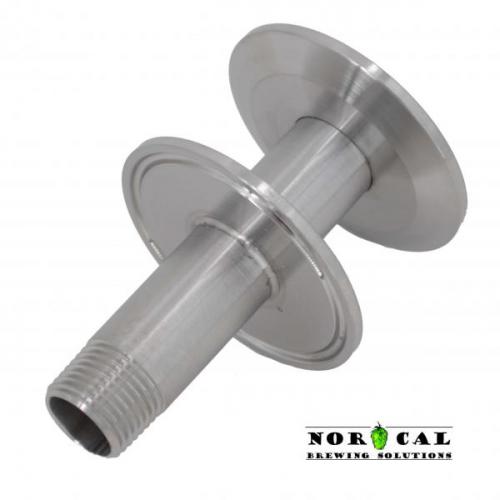 Tri-Clover Pipe Connect - 2 Inch Tri Clover x 2 inch Tri Clover x .5 inch NPT Male