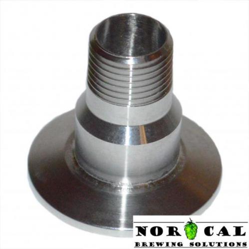 1.5 inch tri-clover pass-through cap with half inch NPT male, female connections