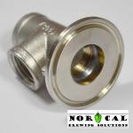 1.5 Inch Tri Clover x 1/2 Inch NPT Pass-Through Tee Bottom