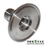 2 inch tri-clover pass-through cap with half inch NPT male, female connections