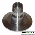 2 inch tri-clover pass-through cap with half inch NPT male, female connections