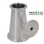 2 inch TC to 1.5 inch TC Concentric Reducer and 2 inch TC Accessory Attachment Port