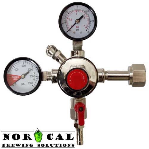 Dual Gauge Chrome Plated Brass CO2 Regulator with Shut Off Valve