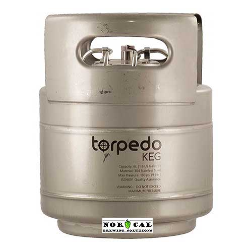 Torpedo Slimline Stainless Steel Ball Lock Keg - 1.5 Gallon - Cornelius (Corny) compatible