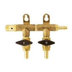 Kegging Equipment - Gas Manifold - Brass - 2 Way